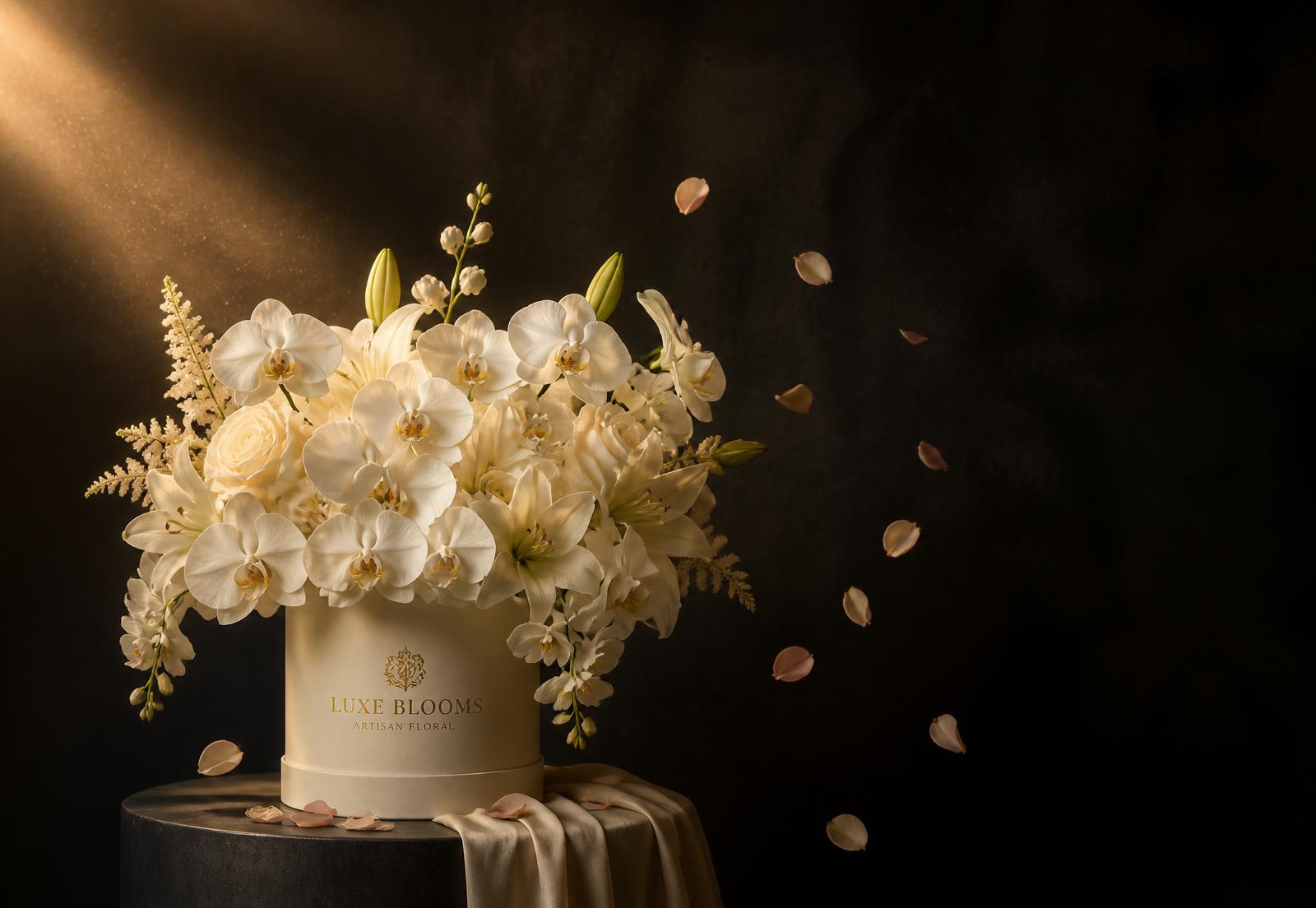Composición floral blanca del atelier